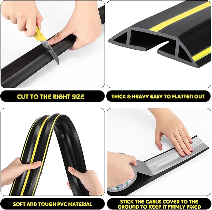 Pangda 10 FT Floor Cable Cover Heavy Duty Cord Cover Protector Power Cable - Image 3
