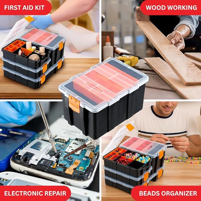 Andalus Tools Organizer Box, Small Parts Storage Multi-Compartment Portable - Image 3