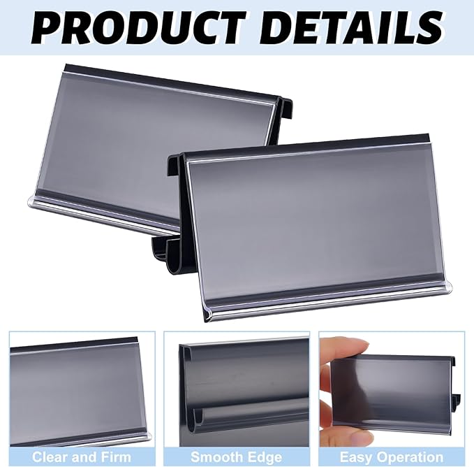 150 Pcs Wire Shelf Label Holders Plastic Wire Rack Clips 3 x 1.25 Inch Shelf - Image 3