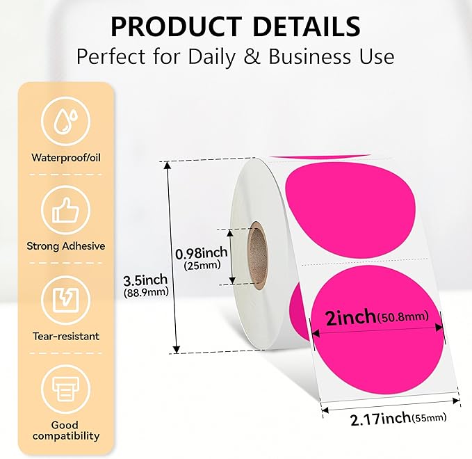 Dot Stickers Labels, 2 inch Circle Garage Sale Sticker 750Pcs Round Thermal - Image 3