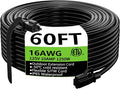 HUANCHAIN Indoor Outdoor Black Extension Cord 60 ft Waterproof, 16/3 Gauge by huanchain
