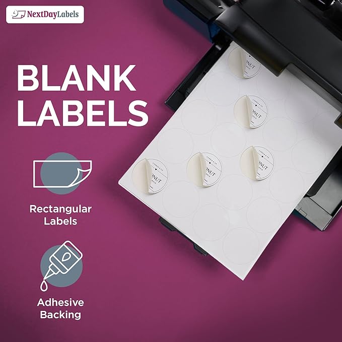NextDayLabels - 2 Inch Round Circle Stickers - Matte White Blank Laser/Inkjet - Image 6
