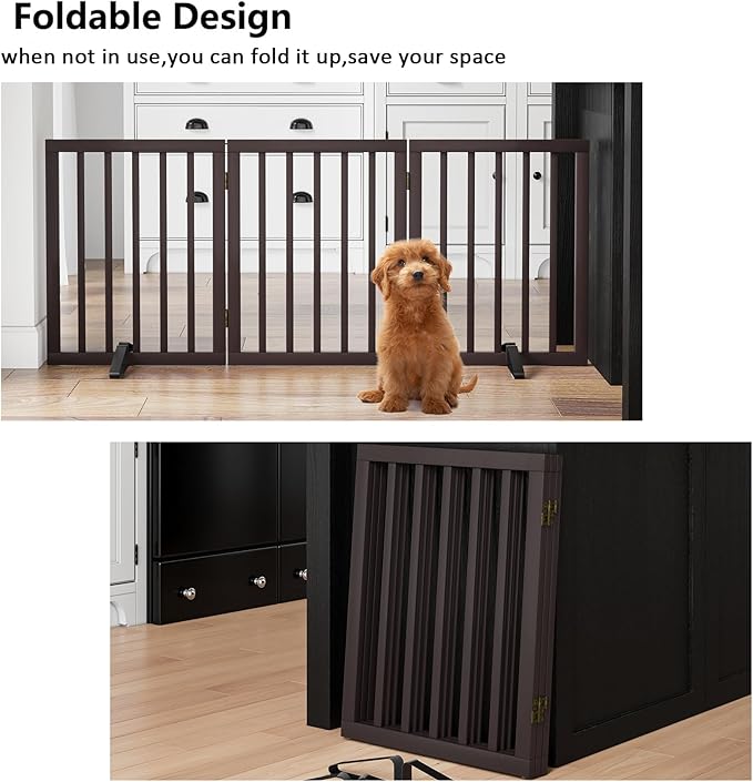 Dog Gates for Doorways Stair House Freestanding Pet Gates for Dogs Wooden Dog - Image 3