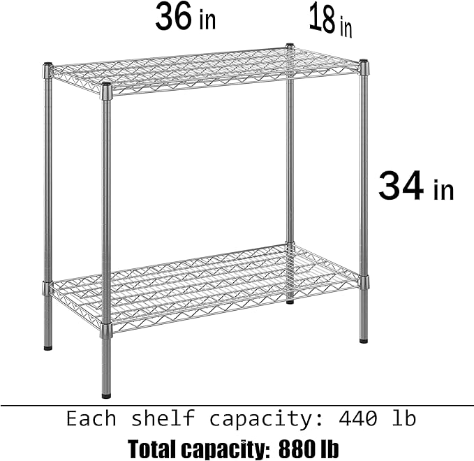 18" Deep x 36" Wide x 34" Height Wire Shelving Kit | 2-Tier | NSF Commercial - Image 3