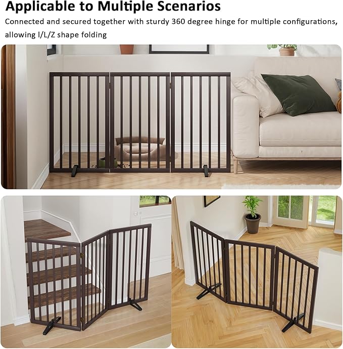 Dog Gate for Doorways 32" Tall Freestanding Dog Gate for Stair Foldable Pet - Image 4