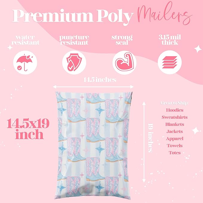 14.5x19 Designer Poly Mailer 100 Pack Heavy Duty Waterproof Self Seal Shipping - Image 5