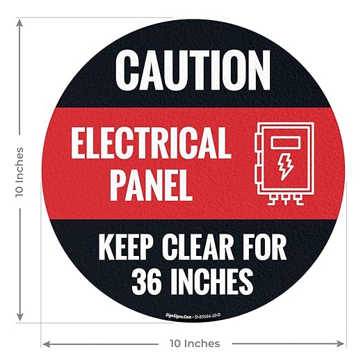 Caution Electrical Panel Circle Floor 10x10 inches, Floor Decal Anti-Slip - Image 2