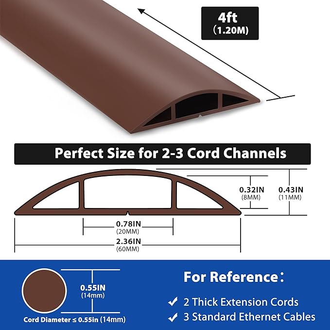 4ft Cord Hider Floor, LZEOY Heavy Duty Cord Covers - Image 2