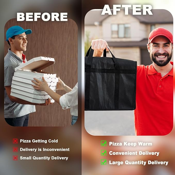 Maxcheck 2 Pcs Insulated Pizza Delivery Bag 20 x 20 x 14 Inch Pizza Warmer Bag - Image 4