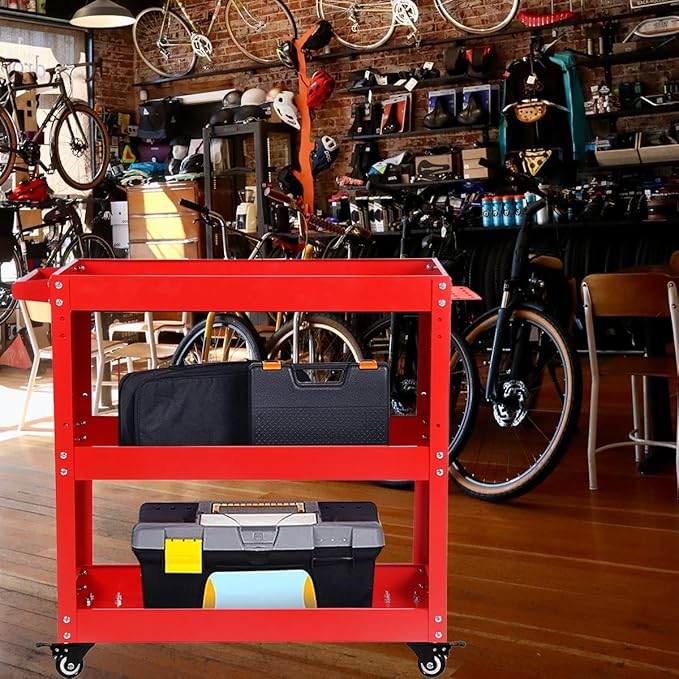 Tool Cart on Wheels, 3 Tier Rolling Mechanic Utility Cart, Heavy Duty Steel - Image 6