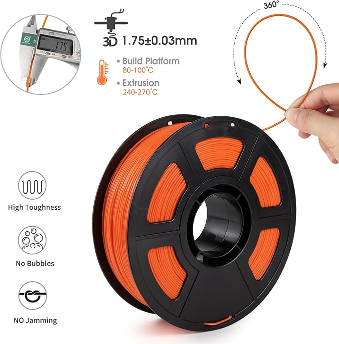 iSANMATE ASA Filament 1.75mm Orange 1KG, UV & Weather Resistant 3D Printer - Image 2