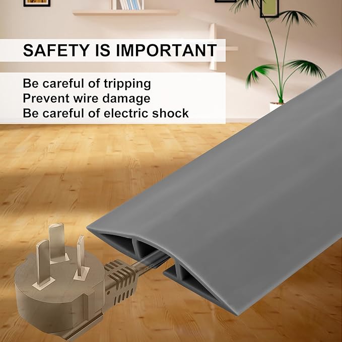 10Ft Floor Cord Cover Gray Silicone Cable Protector Easy to Install Wire - Image 7