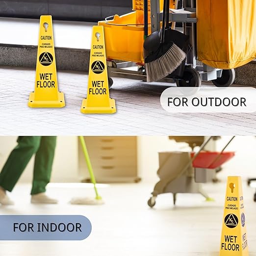 BESEA Caution Wet Floor Signs 4Pack Heavy Duty Caution Cones to Avoid Slipping - Image 3