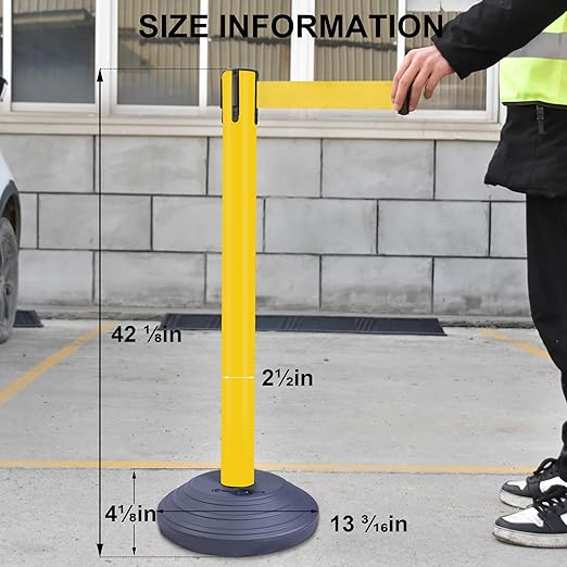 OangeStar 6 Packs Crowd Control Stanchions w/10ft Retractable Belt, Crowd - Image 6