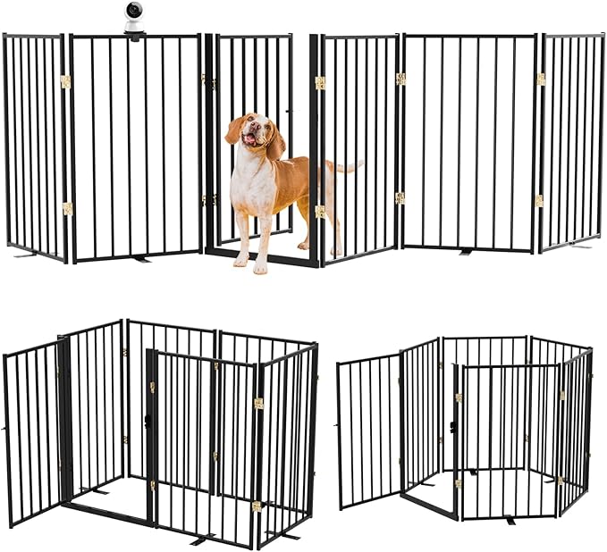 Metal Freestanding Dog Gate Outdoor-6 Panels by Unknown