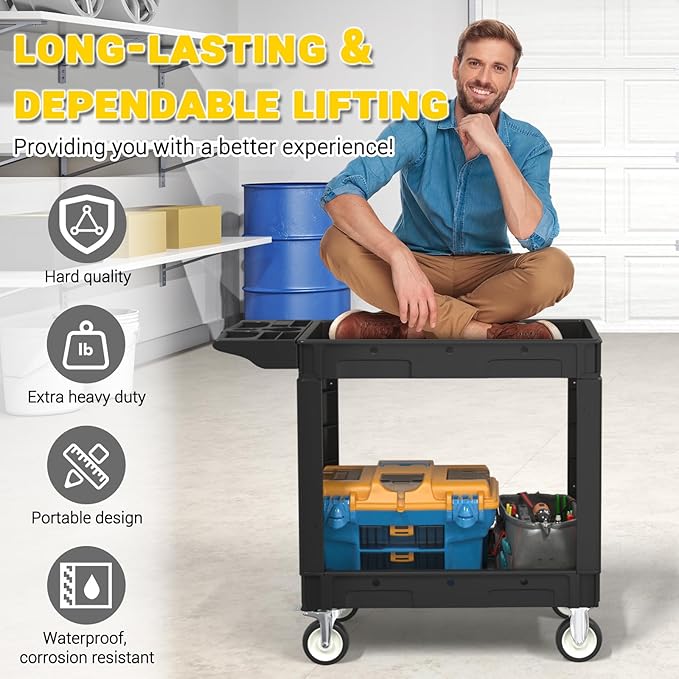 Heavy Service Utility Cart on Wheels, Tool Cart on Wheels, Service Cart - Image 4