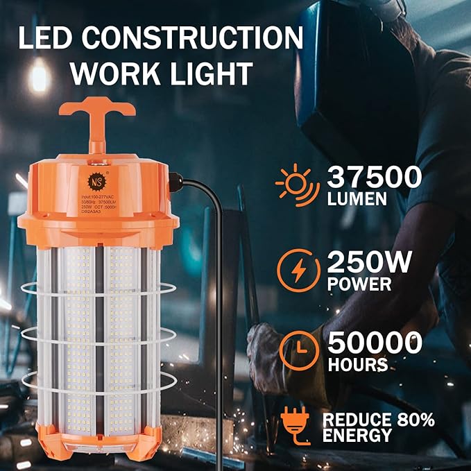 250W LED Temporary Work Light 37, 500 Lumens Construction Lights 5000K Portable - Image 8