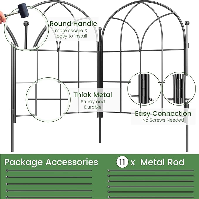 Black Garden Fences Animal Barrier, 12.55"*16.48" Garden Border Fencing - Image 2