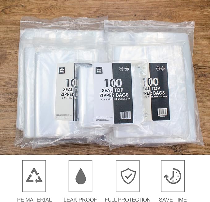 10" X 13" 2 Mil Clear Reclosable Zip Plastic Poly Bags - Image 4