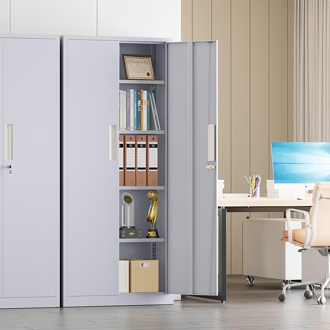 Crownland 63" Metal Storage Cabinet, Lockable Garage Storage Cabinets, High - Image 2