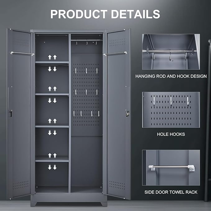 FLEXIMOUNTS 73'' Tall Metal Storage Cabinet - Image 6