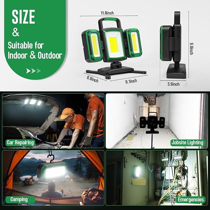50W 5000LM Rechargeable Work Light, 3-in-1 Magnetic Work Light - Image 9