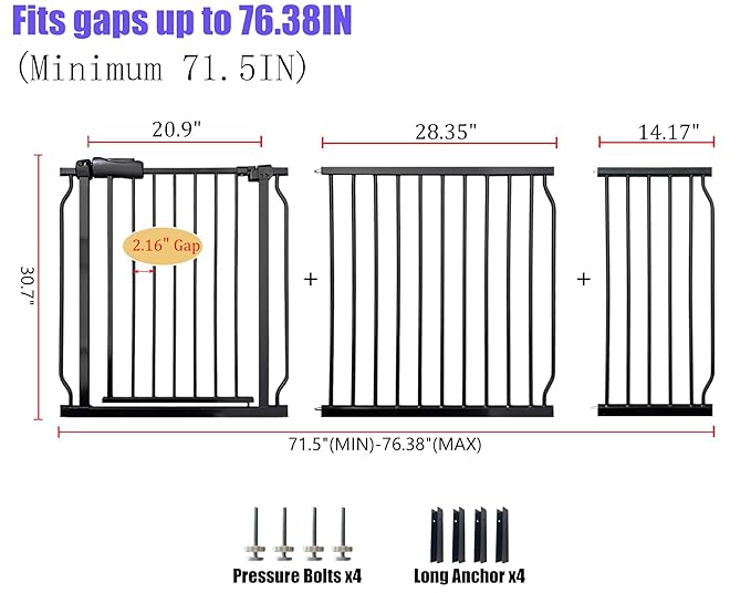 Baby Gates Extra Wide 71.5-76.4 Inch Large Baby Gates - Image 2