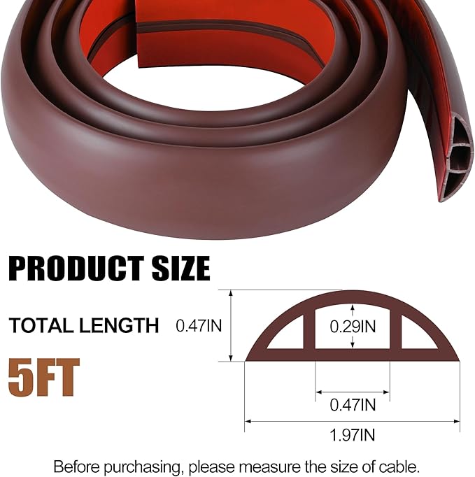 MYFAMIREA 5FT Floor Cord Cover for Wire Self Adhesive Cable Cavity Management - Image 2