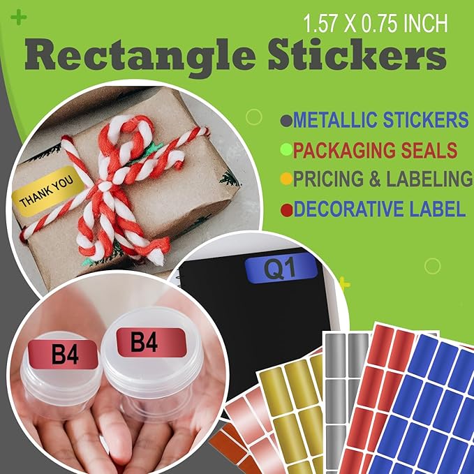 Metallic Stickers 1.57 inch x 0.75 inch Small Color-Coding Labels in 5 Metallic - Image 3