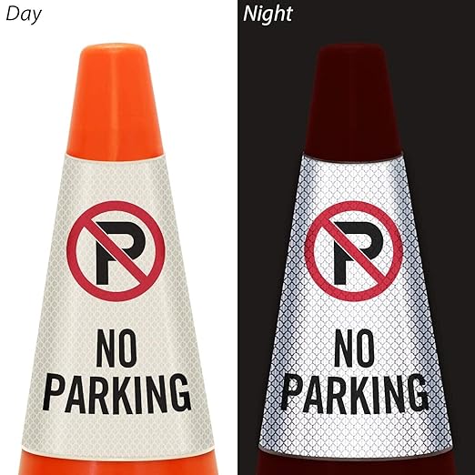 SmartSign 6-Pack "No Parking" Reflective Cone Message Sleeve Collar - Image 3