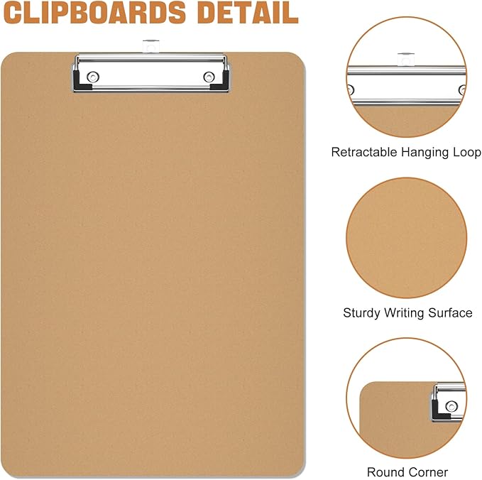 Piasoenc Wood Clipboard 25 Pack, A4 Letter Size Hardboard 9" x 12.5" - Image 5