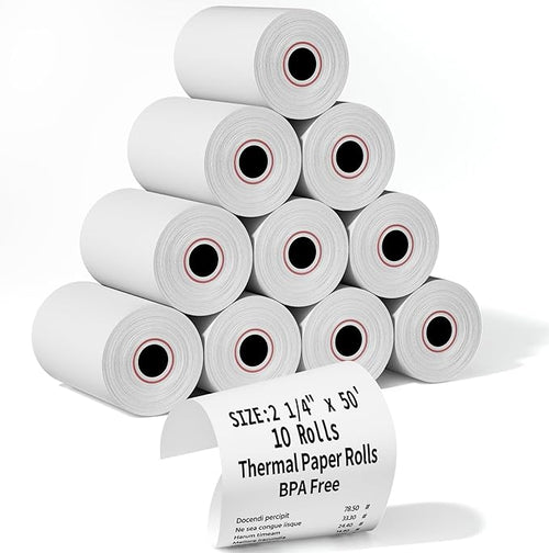 2 1/4" x 50' Thermal Receipt Paper Rolls, Cash Register POS Thermal Paper by MultiLabel