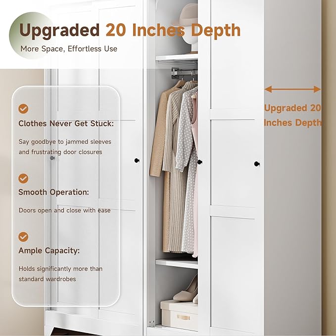Letaya Metal Wardrobe Cabinets, Large Coat Closet Cabinet - Image 8