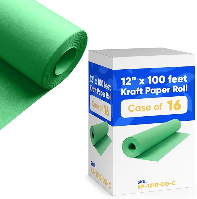 12" x 1200" Green Kraft Paper, 45 lbs Thickness, Made in USA Kraft Paper by Paclord