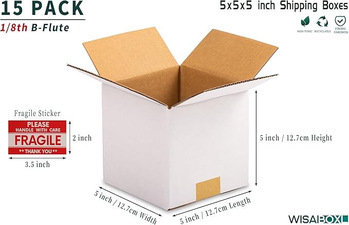 5x5x5 inch White Shipping Boxes, Corrugated Cardboard Small Boxes - Image 5