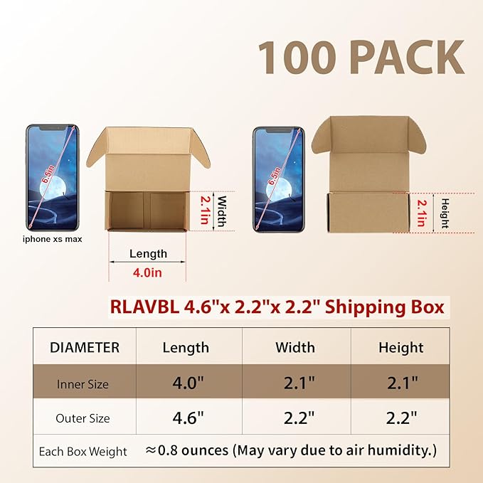 RLAVBL 4.6x2.2x2.2 Small Shipping Boxes Set of 100, Mailer Box - Image 2