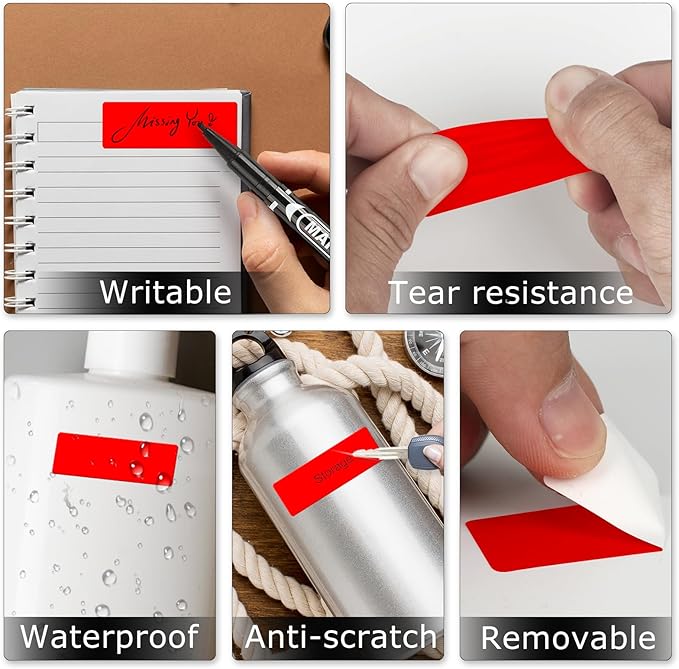 Red Color Coding Labels 1 × 2 Inches Self-Adhesive Vinyl Rectangle Stickers - Image 3