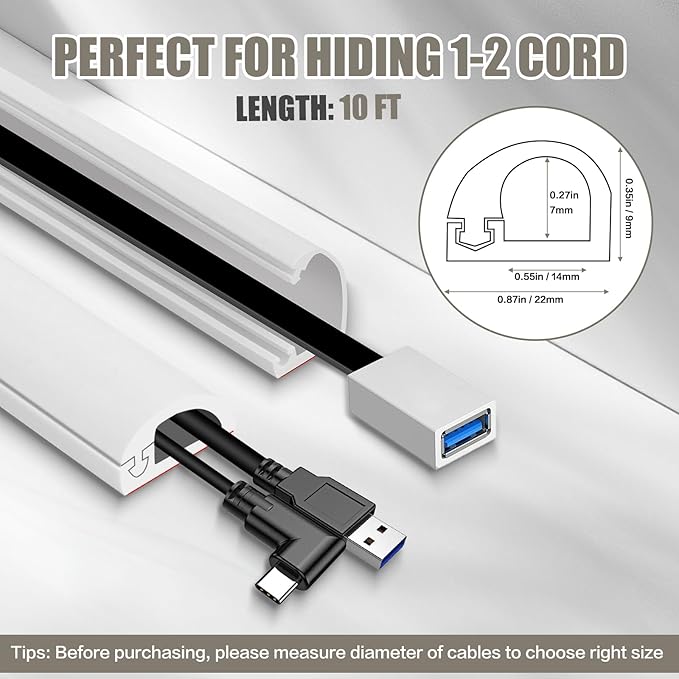 Cord Wall Cover, 118in Self-Adhesive Wire Covers - Image 7