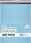 Light Blue Poly Bubble Mailers 8.5x12 inch #2 | Self Seal Padded Envelopes | by MAILERVIEW