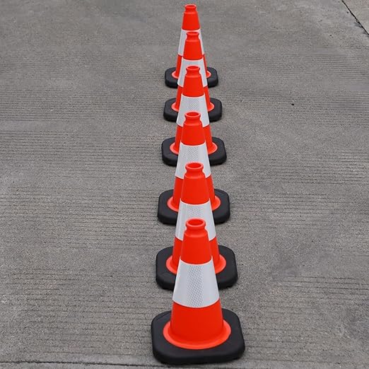 4 Pack 12 Inch Orange PVC Traffic Cones Black Base Stable Durable, Sport - Image 5