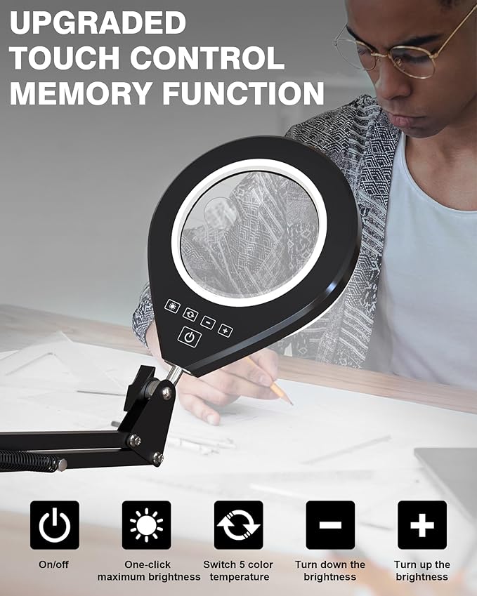 10X & 5X Magnifying Glass with Light, Ultra Long Swing Arm, 5 Colors & 10 - Image 4
