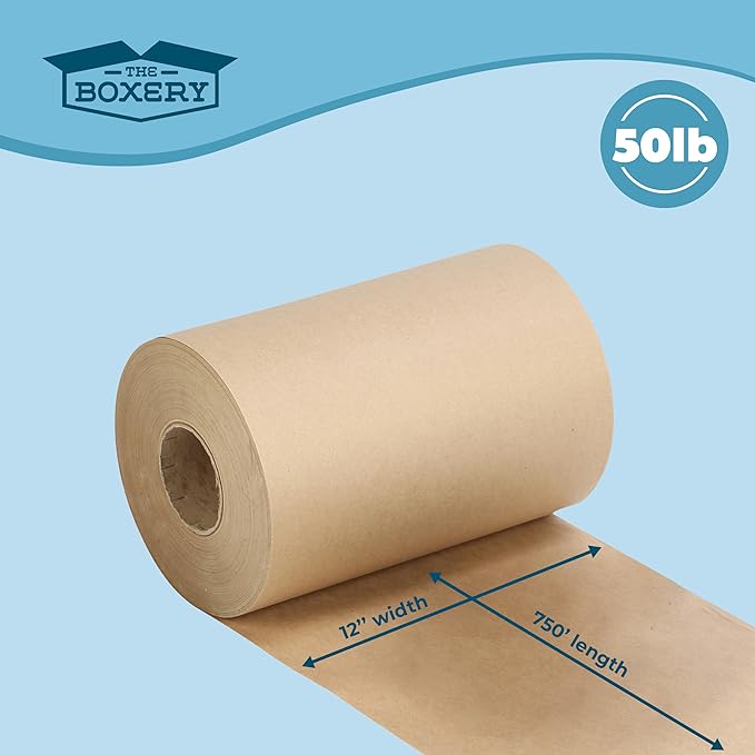 The Boxery Kraft/Brown Kraft Paper Roll, 12” x 9000”-50lb. Thickness, Heavy - Image 4