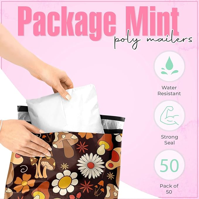 10x13 Poly Mailers – Cottagecore Mushrooms – Waterproof, Tear-Resistant - Image 2