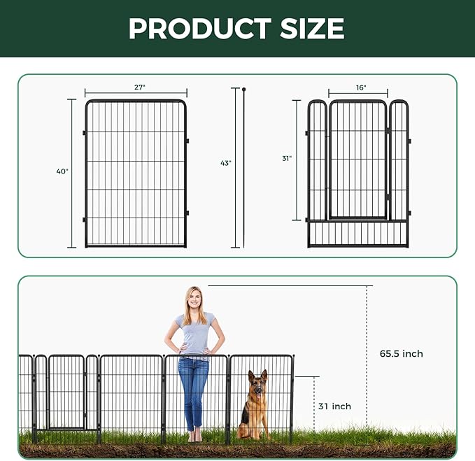FXW Garden Fence Outdoor for The Yard – 40in x 36.4ft Heavy Duty Metal Animal - Image 5
