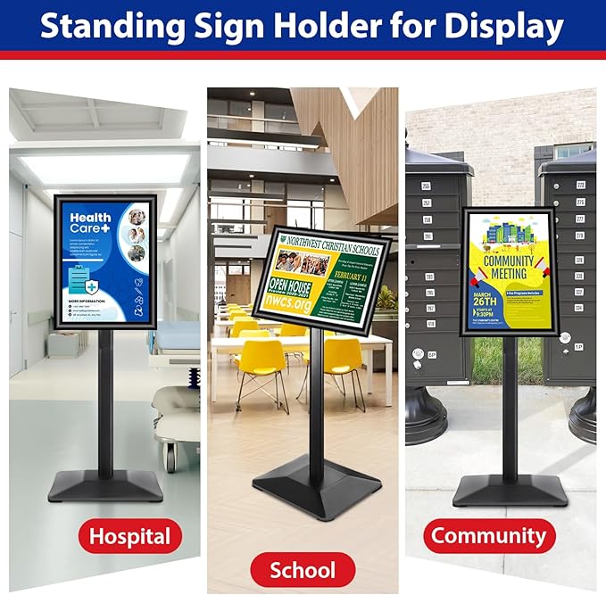 Sign Stand 11x17inch Pedestal Sign Holder Poster Stand 3Packs Adjustable Floor - Image 9