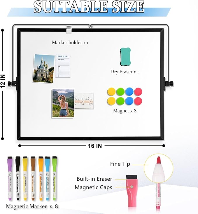 Dry Erase Magnetic White Board, Portable Small Whiteboard Set - Image 3