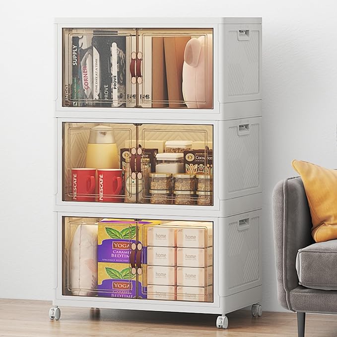 Stackable Storage Bins with Lids, Large Collapsible Storage Bins with Wheels - Image 7