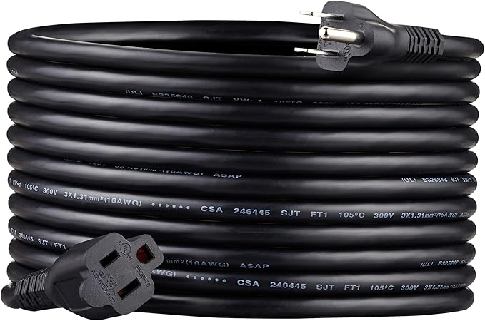Amazon Basics Extension Cord, 20 Ft, 3 Prong Outlet Extender, Indoor Extension by AmazonBasics