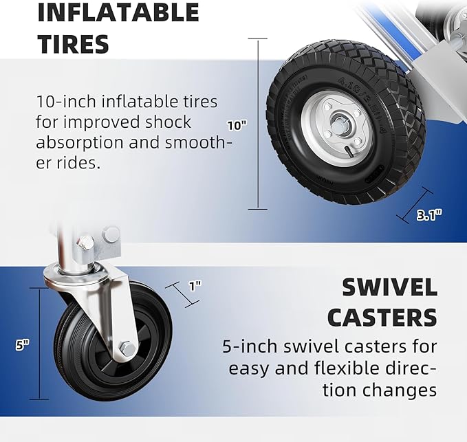 Aluminum Hand Truck, 3 in 1 Convertible Hand Truck Dolly 1000 Lbs Capacity - Image 3