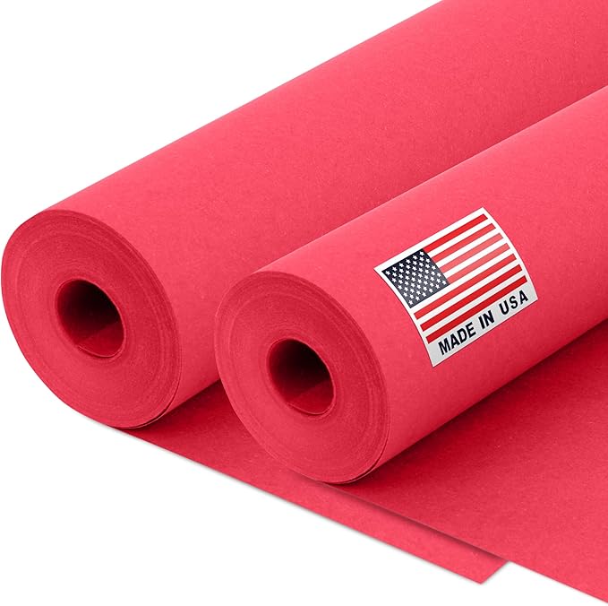 12" x 1200" Red Kraft Paper Roll, 45 lbs Thickness, Made in USA Colored Kraft by Paclord